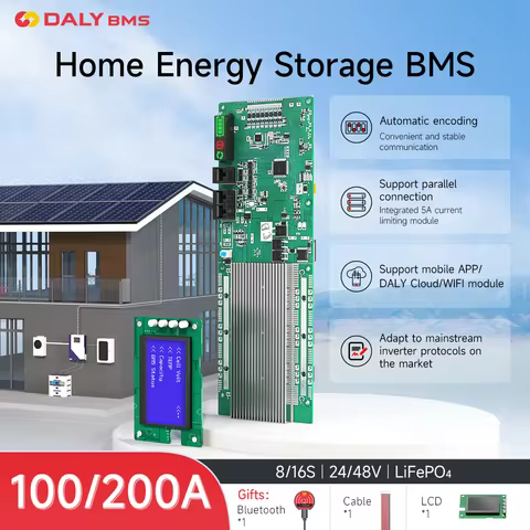 DALY Inverter BMS 8S 16S Smart BMS 100A 200A LiFePo4 DEYE PYLON New Energy BMS with LCD Display Easy