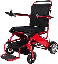 Fashionable Simplicity Lightweight Electric Wheelchair - Remote Control Electric Wheelchairs Lightweight Foldable Motorize Power Electrics Wheel Chair Mobility Aid Yellow (Red) (Color : Red)