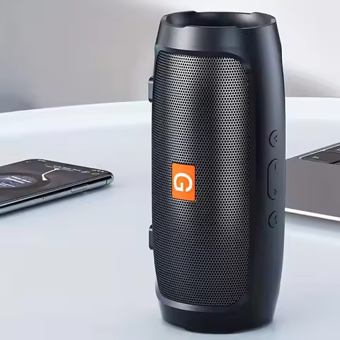 Vertical Barrel Portable Bluetooth Speaker Side Function Buttons Black Friday Deals Cyber Monday Dea