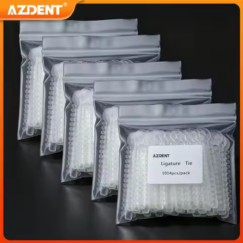 5 Packs AZDENT Dental Orthodontic Ligature Ties Clear 1014pcs/Pack Elastic Bands Transparent Color D