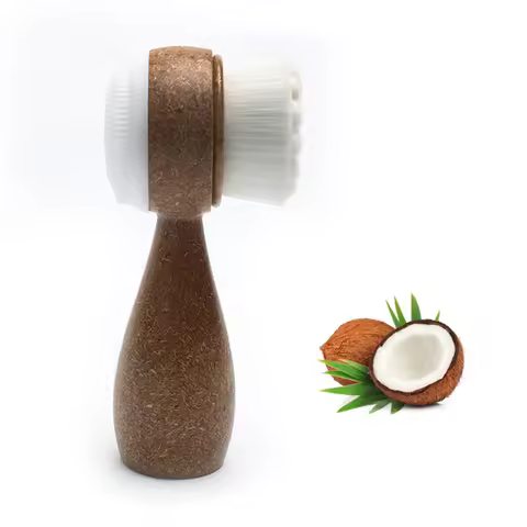 Coconut Shred Handle Facial Brush Double Sided Facial Cleanser Blackhead Removing Pore Cleaner Exfol