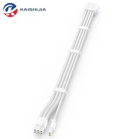 Full White Sleeved PCIE GPU VGA 8Pin Female to Male 8Pin 6+2Pin Power Extension Cable with Free Cabl
