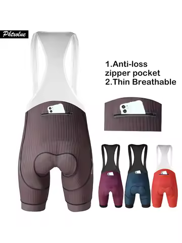 Phtxolue Men Cycling Short Anti-Loss Zipper Pocket 6H 500KM Mountain Pro Bicycle Bike Short Black Bl