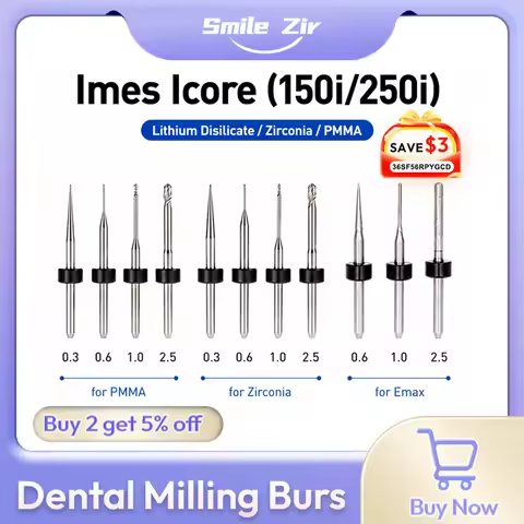 Imes Icore 150i/250i Dental Milling Burs Diamond Coated for Lithium Disilicate Zirconia PMMA DC NC G