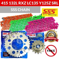 RKM 415 SPROCKET SET WITH SSS HEAVY DUTY CHAIN RXZ LC135 Y125Z 125Z Y110 Y100 SRL RANTAI GREEN YELLO