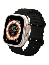 1 Pieza Correa De Silicona Negra Ocean Compatible Con La Correa De Apple Watch De 49mm, 45mm, 44mm, 42mm, 41mm, 40mm, 38mm. Correa Deportiva De Moda Transpirable, Correa Ultra Ajustable, Compatible Con Apple Watch Series 8 7 6 5 4 3 2