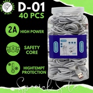 D-01 FULLWHITE DATA CABLE JAR CONTENTS 40 PCS MICRO CABLE TYPE C CABLE/