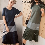 SG LOCAL WEEKEND X OB DESIGN CASUAL WORK WOMEN CLOTHES HOUNDSTOOTH PLEATED DRESS 2 COLORS S-XXXL SIZE PLUS SIZE