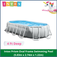 SwimHappy  INTEX Prism Oval Frame 26796 Above Ground Swimming Pool Size: 5.03m x 2.74m x 4ft with In