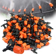 7.5-10L/H T-Type Orange Adjustable Misting Nozzle /W 1/4”Tee Connector for Garden Greenhouse 4/7mm H