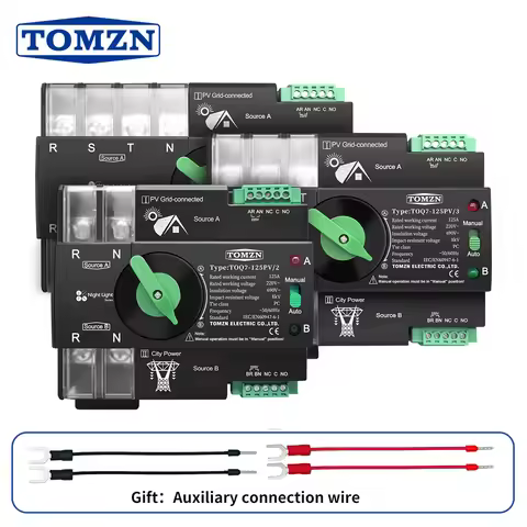 TOMZN Din Rail 3 phase for PV 2P3P4P 63A 100A 125A 230V Dual Power Automatic Transfer Electrical Sel