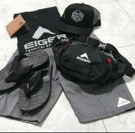Paket lengkap eiger isi 6 item sandal+tas+topi=dompet+celana chinos+kaos eiger bisa bayar ditempat