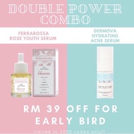 FERRAROSSA ROSE YOUTH SERUM + DERMOVA HYDRATING ACNE SERUM