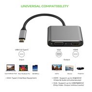 USB 3.1 Type-C to HDMI VGA Adapter 2 in1 VGA HDMI 4K UHD Adapter for MacBook 12" Chromebook, Dell, HP, more Aitemi