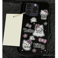ins Cute Ghost kt Cat Precision Fit Glossy Phone Case，Applicable iPhone 16 Pro Max/15/14 Pro Max/13 