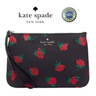 {Mother’s Day Gift} Kate Spade Chelsea Rose Toss Printed Nylon Wristlet Pouch (Black/Multicolor) Style #: KE615 [Mint by MelM]