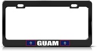 Guam Country Flag Black Steel License Plate Frame Tag Border