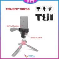 Phone Holder Tripod 360° Adapter Cell Phone Clipper Holder Vertical 360 Rotation Sambungan Tongsis M