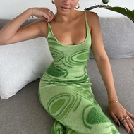 Y2K 90s Abstract Sleeveless Knitted Dress