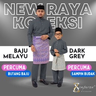 { Free Sampin Budak } BAJU MELAYU GREY : BAJU MELAYU SEMPURNA SLIM FIT COTTON WARNA KELABU C004BM