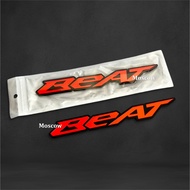 2PCS EMBLEM KACA BEAT / STICKER ACRILYC WARNA PERAK EMAS MERAH BIRU 3D 3 DIMENSI TIMBUL AKSESORIS DE