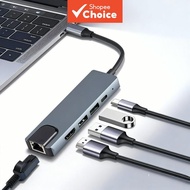 5-in-1 USB 3.0 3.5mm Type-CHDMI,MacBook、iPad、S22 Dex、12、、PS5  5 dalam 1 Hab ke Ethernet 4K Sesuai US