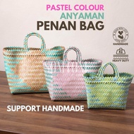 Pastel Soft Colour Penan Basket Bag Bakul Sarawak Anyaman Piknik Beg Wanita Casual Shopping Beg Hand