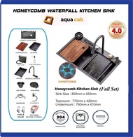 [5mm] Honeycomb Sink Waterfall Tap Premium Grade Black Honeycomb Kitchen Sink Multipurpose Sink Stai