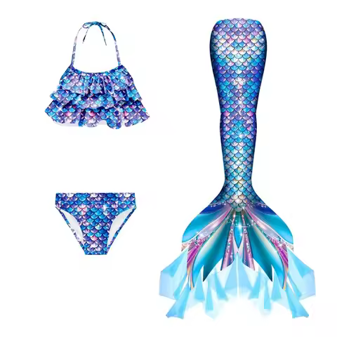 Mermaid Costume Tail Beach Dress Costume Can Add Monofins Bikini Swimming Cosplay Mermaid for Summer