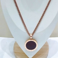 Kalung Panjang 60cm Titanium Asli Anti Luntur Fashion Hijab Sisik Naga Dua Sisi Hitam Putih