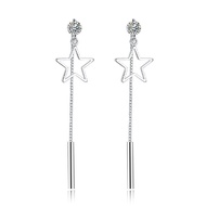 Hanging earrings925Medium Length Tassel Sterling Silver Exaggerated Ear Jewelry 8E6Q