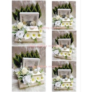 gubahan sireh junjung,frame 3d mas kahwin dan 1pc bekas cincin (cream white)