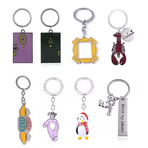 TV Show Friends Keychain Chandler Muriel Bing Pink Rabbit Key Chain for Women Men Car Keyring llaver