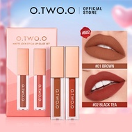 O.TWO.O 2pcs Lipstick Makeup Set Lip Tint Lipmatte Kissproof Matte Waterproof Long Lasting Liquid Li