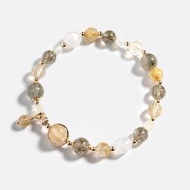 綠髮碧璽金鈦晶綠髮晶黃水晶14K包金手鍊