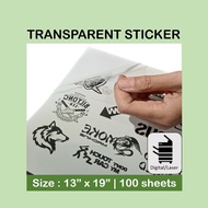 [READY STOCK] Transparent Sticker | Castcoated Paper Sticker | 13" x 19" | 100 Sheets