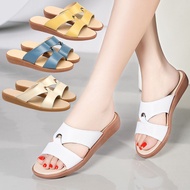 Sandal dan selipar kulit lembut berkualiti tinggi, kasut malas berseluar tebal tebal selipar wanita,