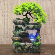 【In stock】[Factory Outlet] Indoor Water Fountains Rockery Tabletop Waterfall Fountain Decoration Feng Shui Decor Desktop Rockery Simulation Tree Fountain Rain Scene Creative Orname