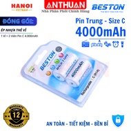Pin Đại sạc cỡ D BESTON 5000mAh Pin Trung Cỡ C 4000mAh vỉ 2 viên dùng cho bếp ga đèn pin radio...