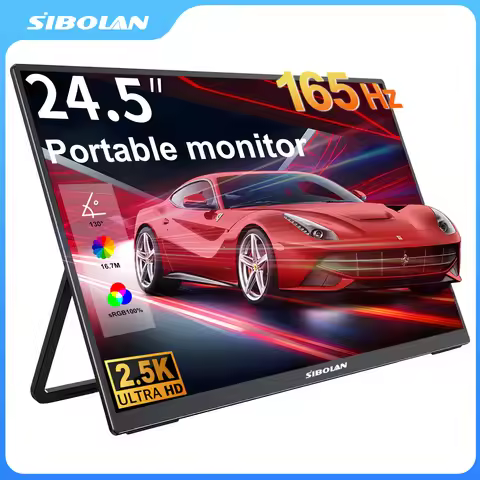 SIBOLAN 24.5 inch Portable Monitor 165Hz 2.5K 100sRGB UHD Large Gaming Screen HDMI USB C VESA Port f