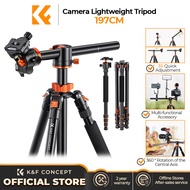 K&F CONCEPT Aluminum Portable Travel Tripod 76"/1.9m 22lbs/10kg Load w/ Detachable Monopod for DSLR