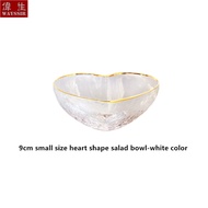 White And Pink Color Heart Shaped Crystal Glass Gold Rim Bowl Breakfast Fruit Oatmeal Salad Rice NoddleBowl Household Dinnerware
