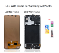 จอ TFT มีกรอบสำหรับ Samsung Galaxy A70 A705 2019 A70พร้อมชุดประกอบดิจิไทเซอร์เทปกาวหน้าจอสัมผัส