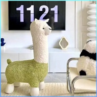 Universal Wheel New Children's Cute Light Luxury Plush Alpaca Alpaca Stool Removable and Washable In