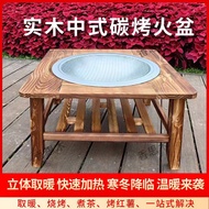 HY-16💞Stove Table Mobile Solid Wood Multi-Functional Warm Pot Family Indoor Home Charcoal Brazier Outdoor Barbecue Grill