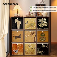 YISONG Modular Storage TV Cabinet Almari Display Rak Buku With Customized Fabric Bins