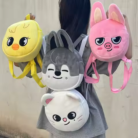 Skzoo Cartoon Stuffed Animals Plush Backpack Korean Wolfchan Leebit Dwaekki Hanquokka Jiniret Bbokar