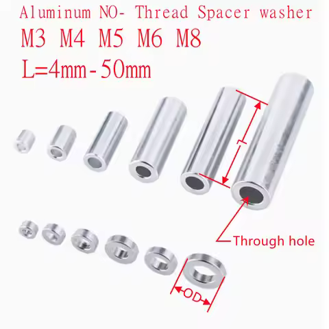 10pcs Aluminum flat washer M3 M4 M5 M6 M8 *2mm to 50mm aluminum Bushing Through-Hole gasket Spacer N