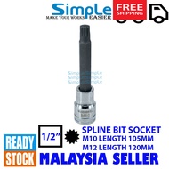 1/2" spline bit socket, spline socket, 12point, m10 spline bit socket, m12 Spline bit socket
