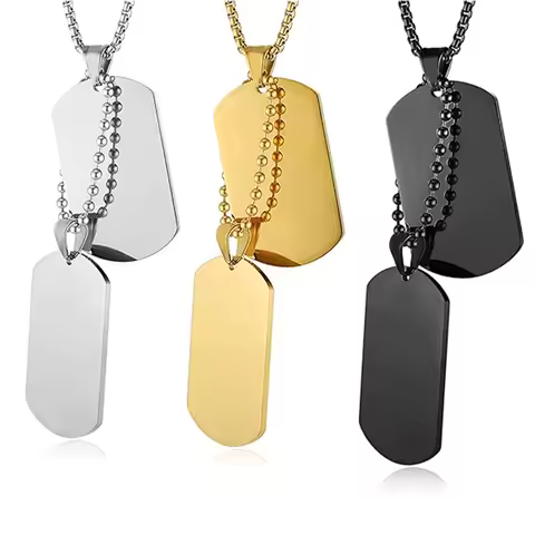 High Polishing Dog Tag Necklace for Men Stainless Steel Blank Military Army ID Tag Double Dog Tag Da
